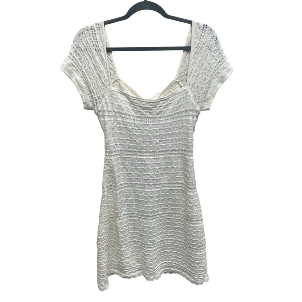 Hollister crochet twist back mini dress white womens large NWT coastal boho